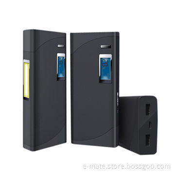 High capacity aluminum power bank for tablets and smartphones, with LED lamp for bright power